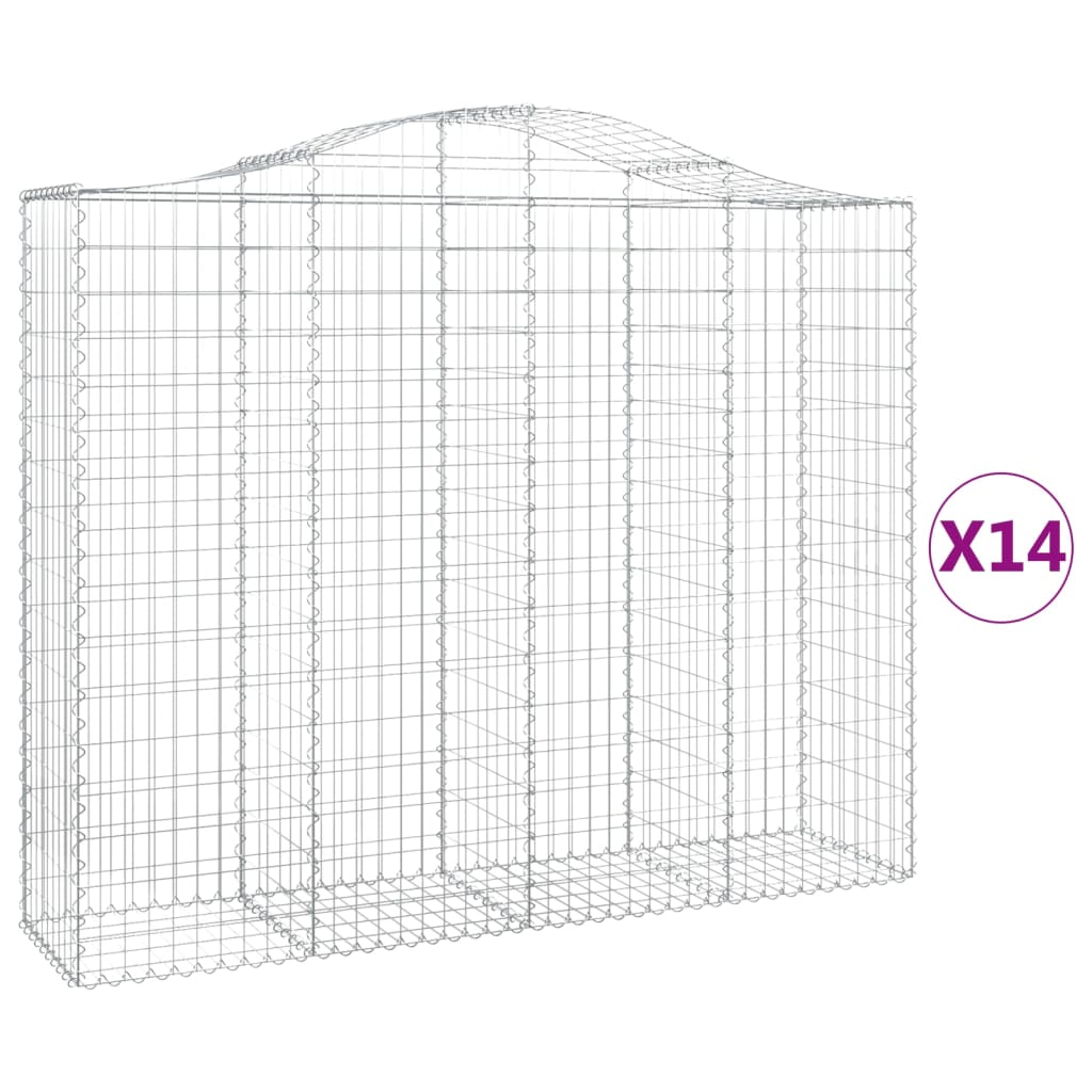 vidaXL Cestas gaviones 14 uds forma de arco hierro 200x50x160/180 cm