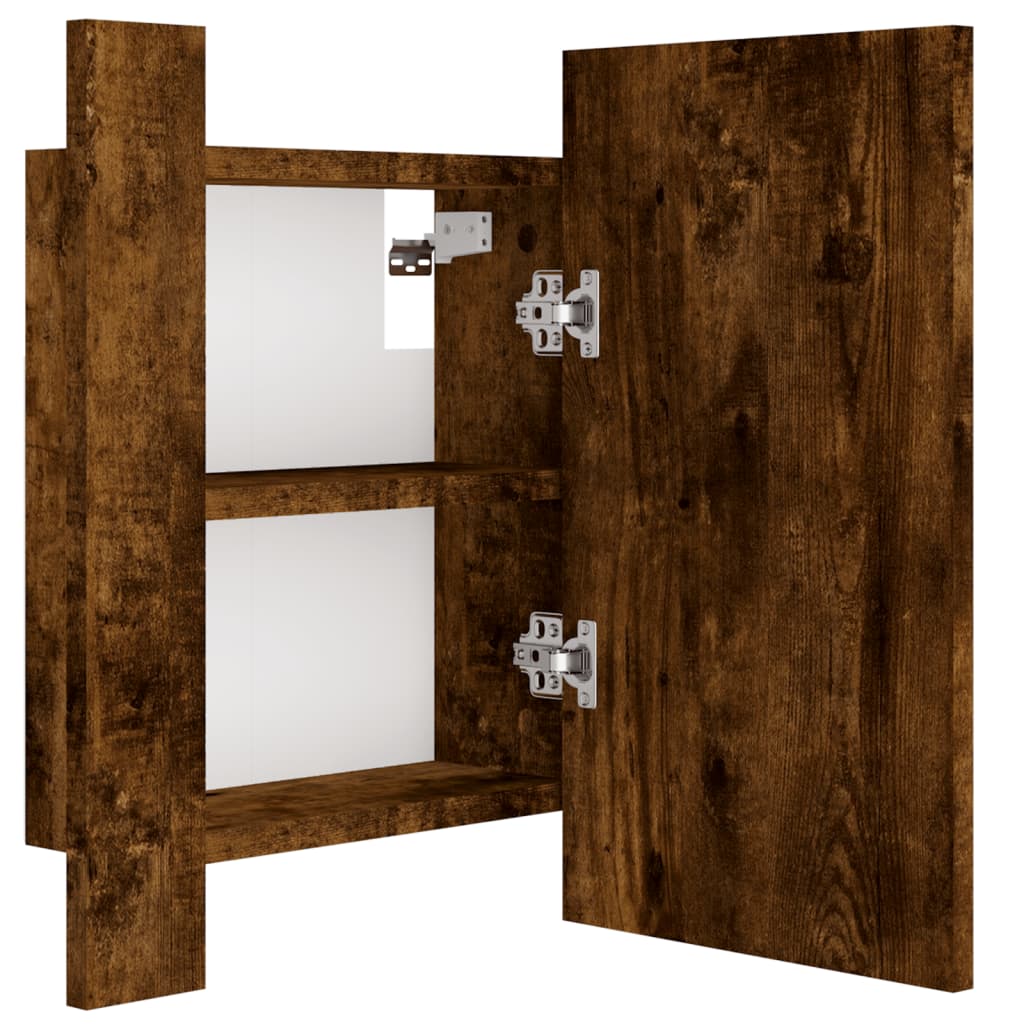 vidaXL Armario de baño con espejo LED madera roble ahumado 40x12x45 cm