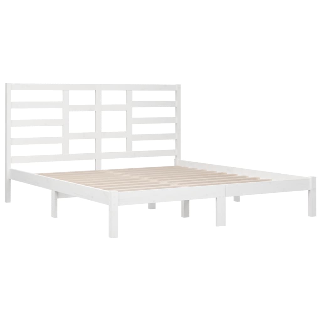 vidaXL Estructura de cama madera maciza blanco Supe King 180x200 cm