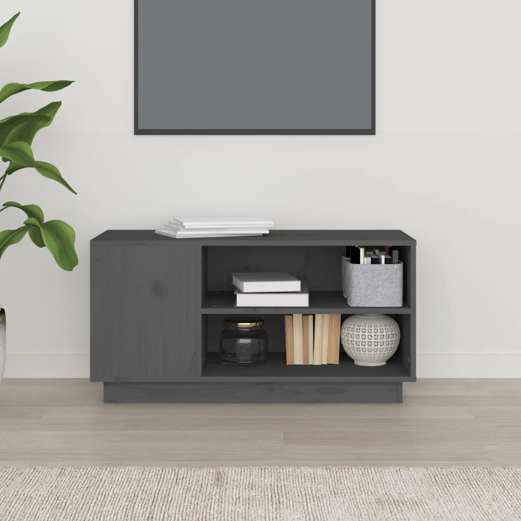 vidaXL Mueble de TV madera maciza de pino gris 80x35x40,5 cm