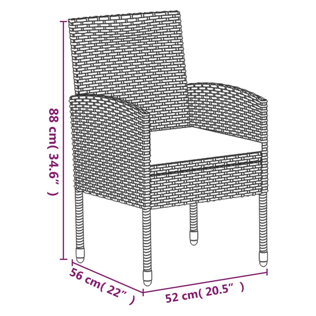 vidaXL Set de muebles jardín 5 pzas con cojines ratán sintético negro