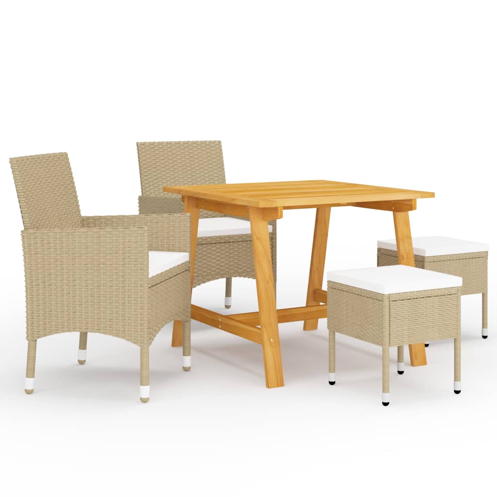 vidaXL Juego de comedor de jardín de 5 piezas beige