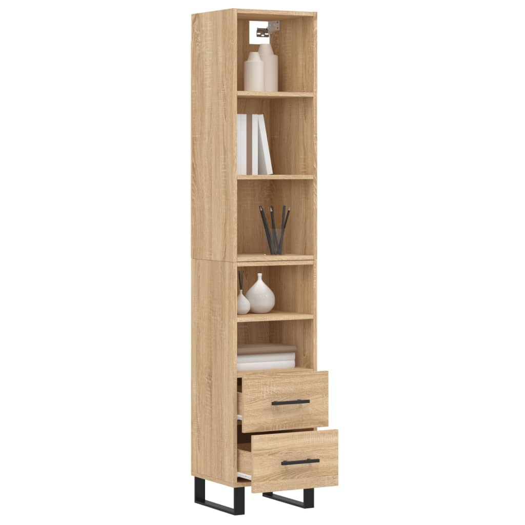 vidaXL Aparador de madera contrachapada roble Sonoma 34,5x34x180 cm