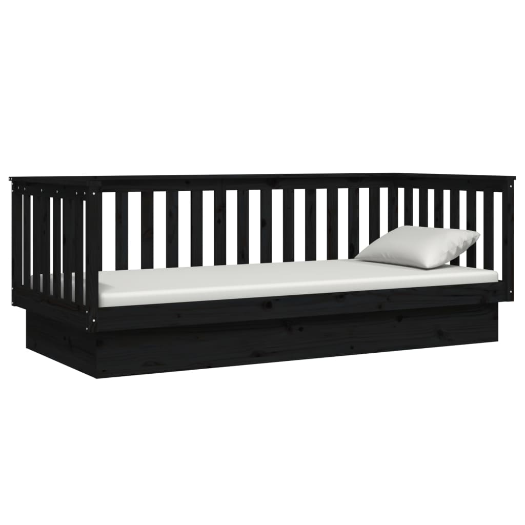 vidaXL Sofá cama de madera maciza de pino negro 80x200 cm