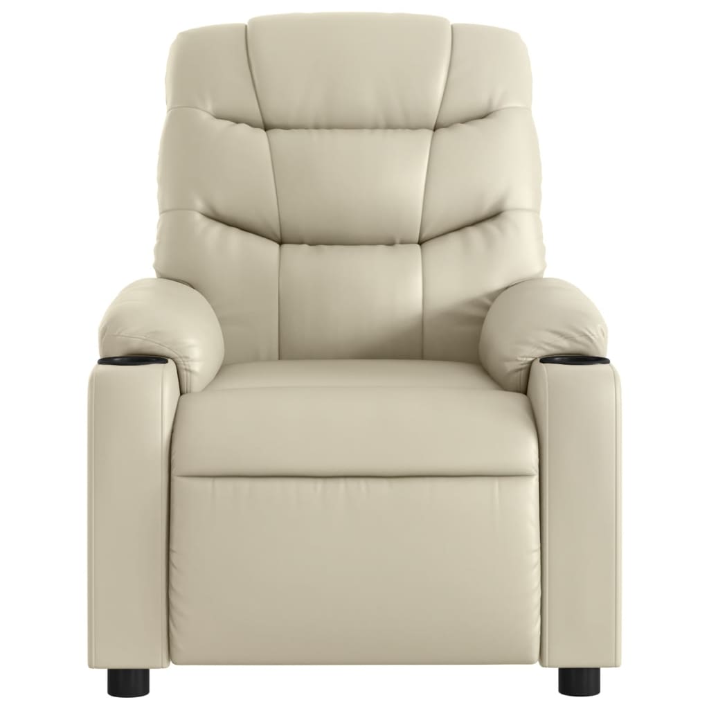 vidaXL Sillón reclinable eléctrico de cuero sintético crema