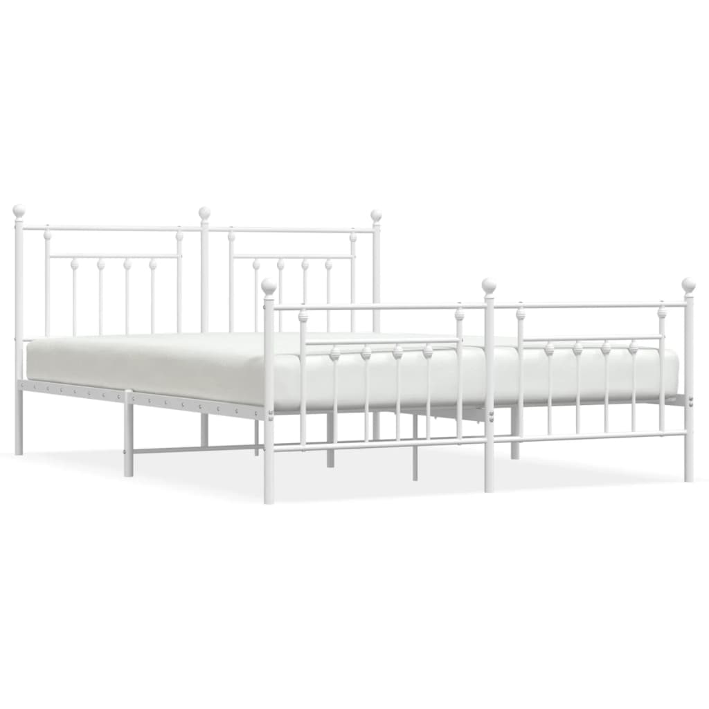 vidaXL Estructura cama metal con cabecero y estribo blanco 160x200 cm