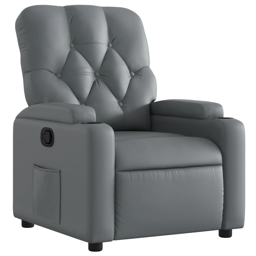 vidaXL Sillón reclinable de cuero sintético gris