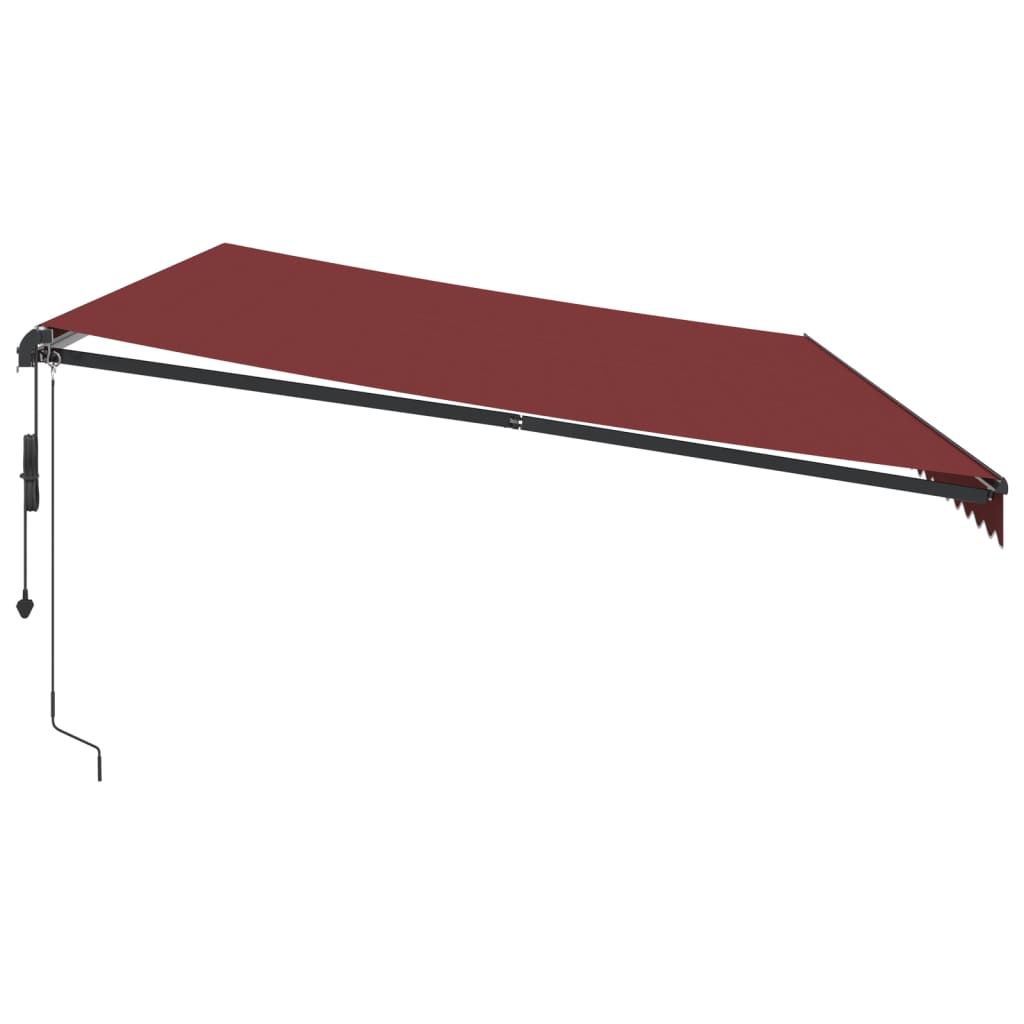 vidaXL Toldo retráctil automático con luces LED burdeos 600x350 cm