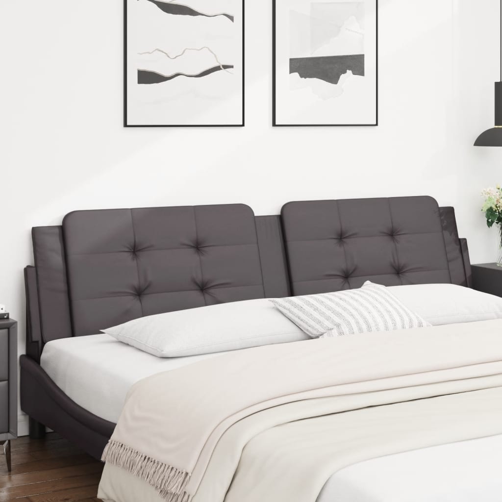 vidaXL Cabecero de cama acolchado cuero sintético gris 200 cm