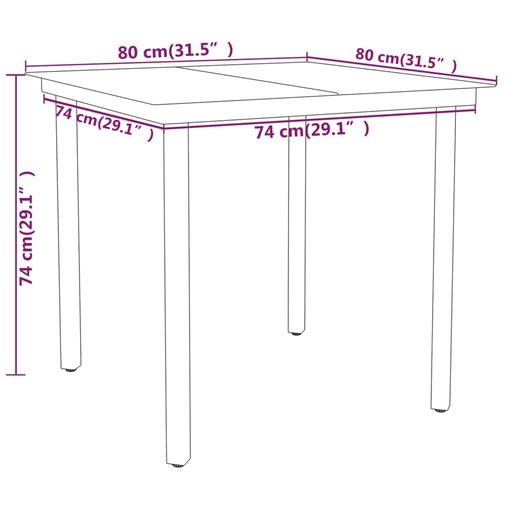 vidaXL Juego de comedor de jardín 3 piezas negro