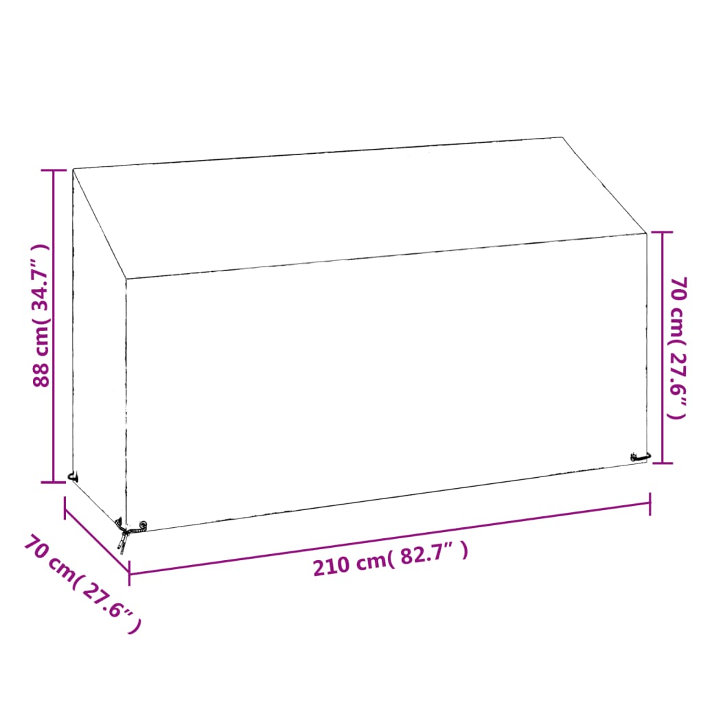 vidaXL Fundas bancos jardín 2 uds 12 ojales polietileno 210x70x70/88cm