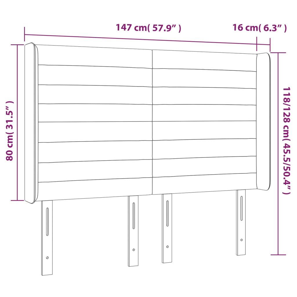 vidaXL Cabecero con LED de tela verde 147x16x118/128 cm