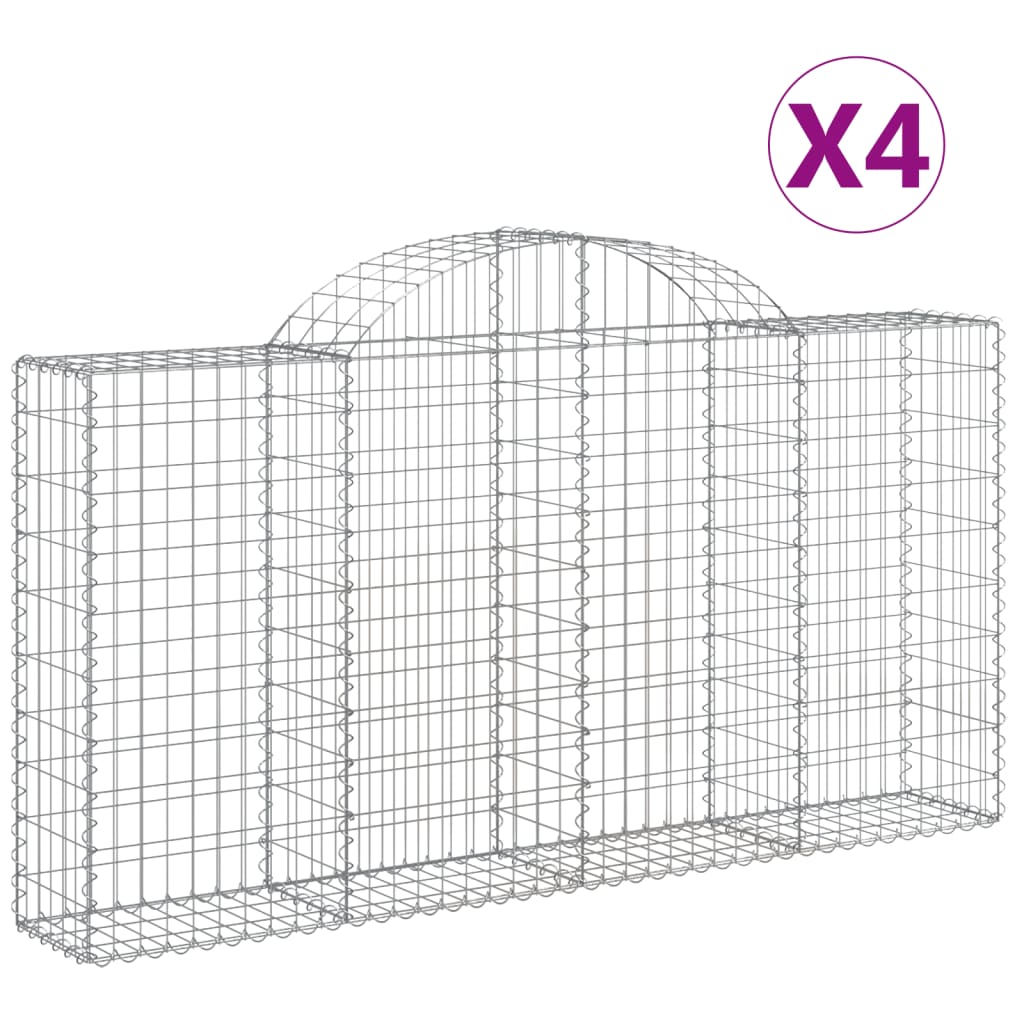 vidaXL Cestas de gaviones 4 uds forma de arco hierro 200x30x100/120 cm