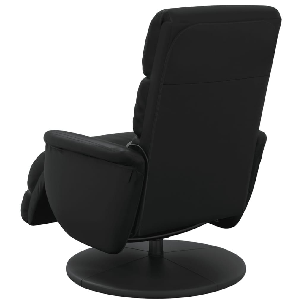 vidaXL Sillón reclinable masaje con reposapiés cuero sintético negro