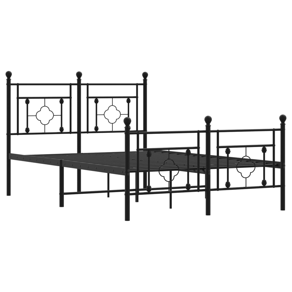 vidaXL Estructura de cama con cabecero y pie metal negro 120x190 cm