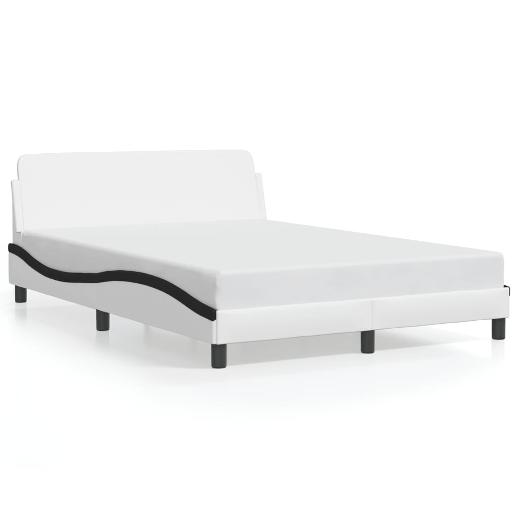 vidaXL Cama sin colchón cuero sintético blanco negro 120x200 cm