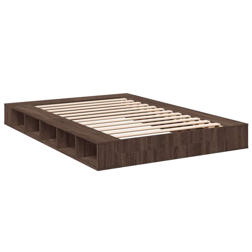 vidaXL Estructura de cama madera de ingeniería marrón roble 160x200 cm