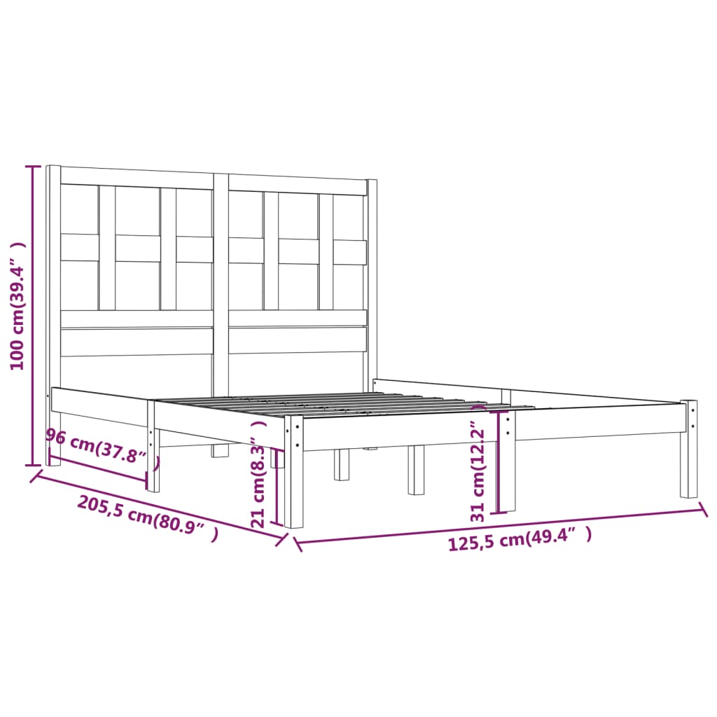 vidaXL Estructura de cama madera maciza de pino marrón miel 120x200 cm