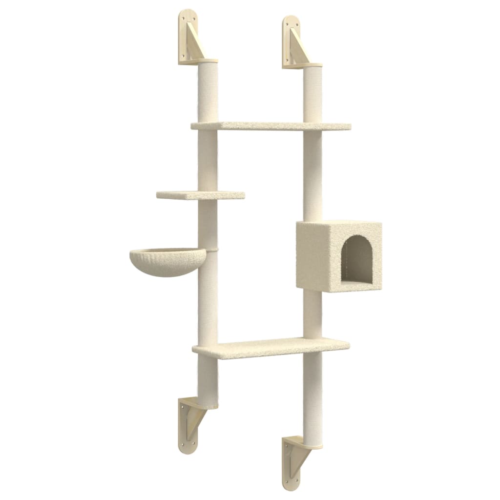 vidaXL Árbol rascador para gatos de pared crema 180 cm