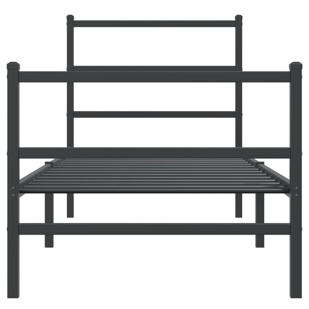 vidaXL Estructura cama sin colchón con estribo metal negro 75x190 cm