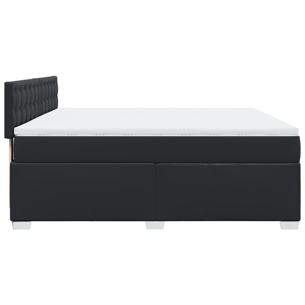 vidaXL Cama box spring con colchón cuero sintético negro 180x200 cm