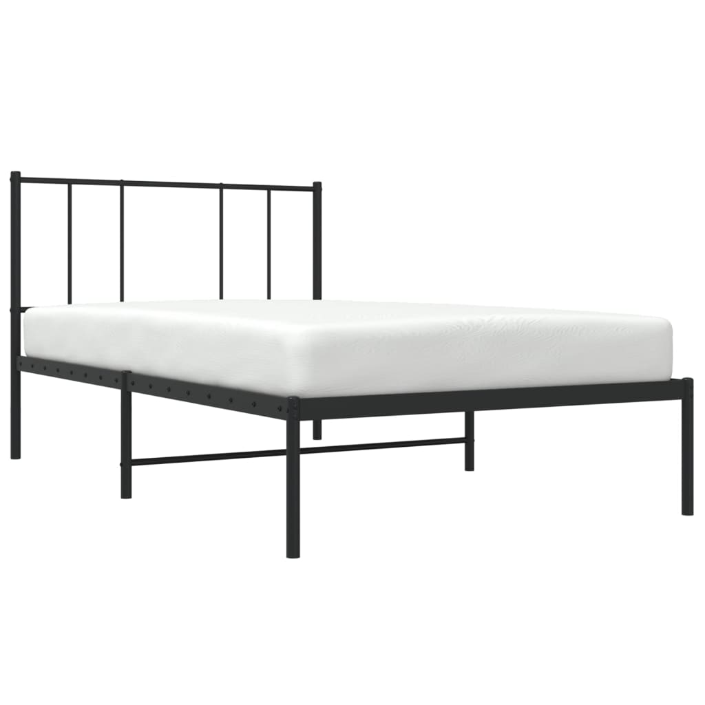 vidaXL Estructura cama sin colchón con cabecero metal negro 75x190 cm