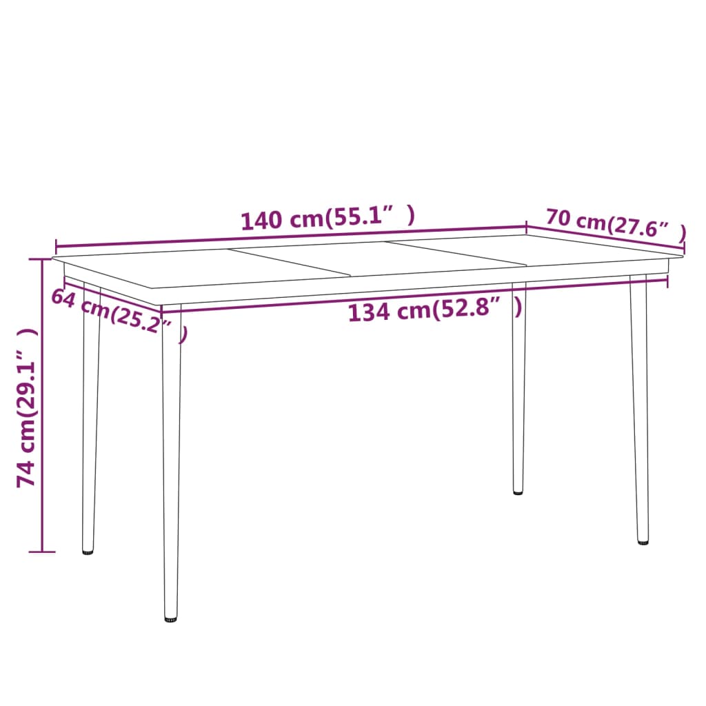 vidaXL Juego de comedor para jardín 7 piezas negro