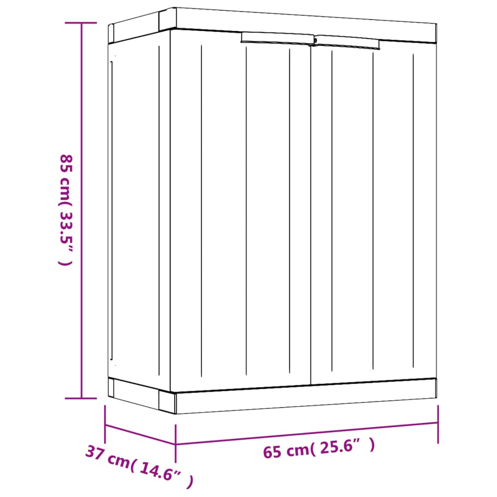 vidaXL Armario de almacenaje exterior PP gris y negro 65x37x85 cm