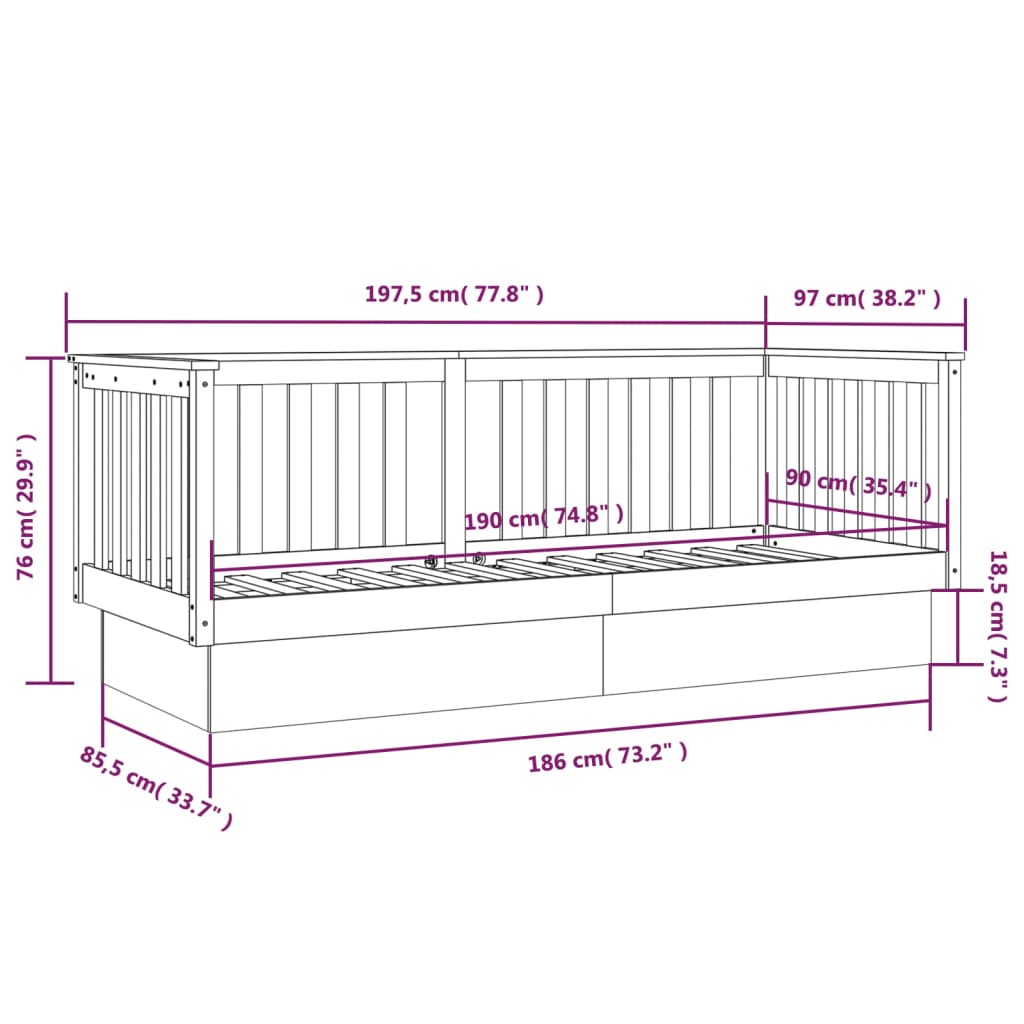 vidaXL Sofá cama nido con cajones tela gris oscuro 90x190 cm – Bechester