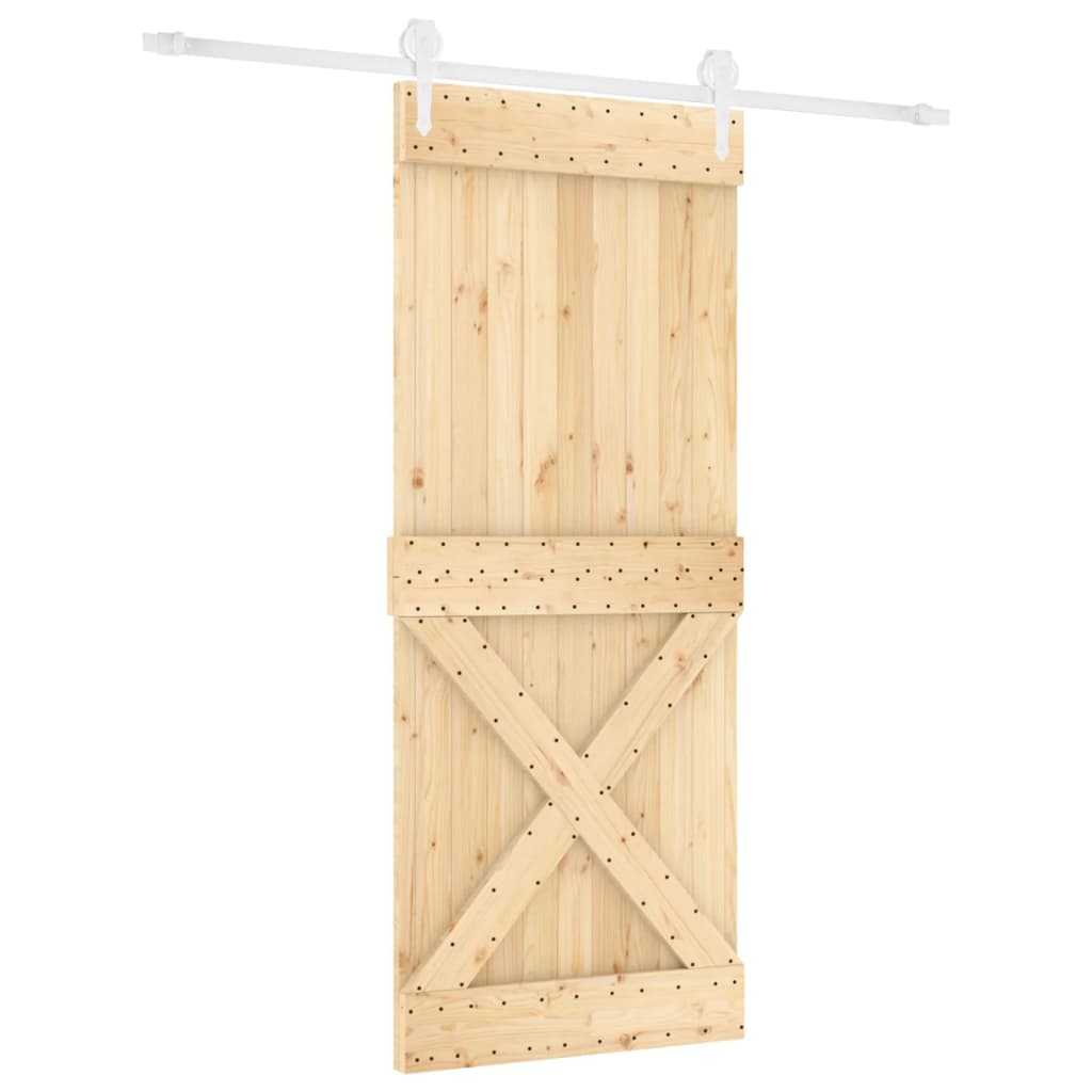 vidaXL Puerta corredera con herrajes madera maciza de pino 85x210 cm