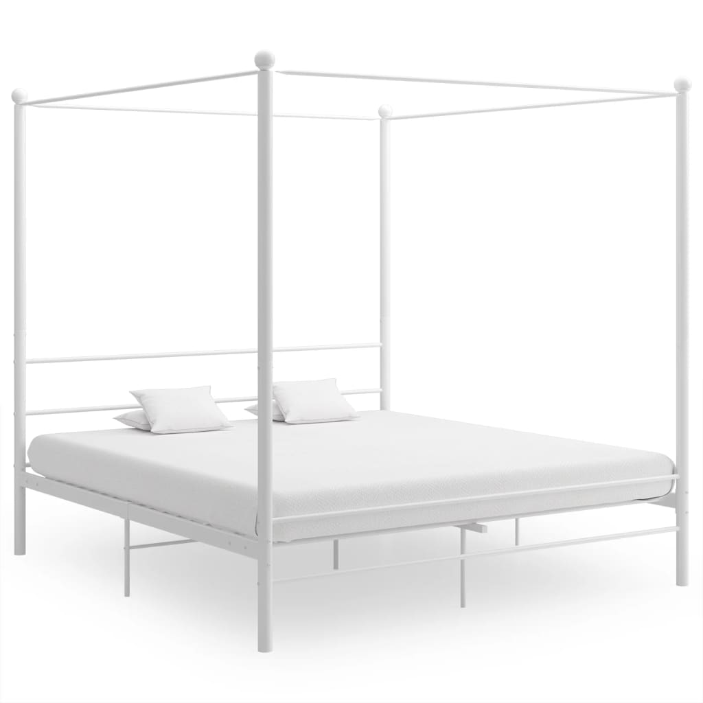 vidaXL Estructura cama con dosel sin colchón metal blanco 200x200 cm