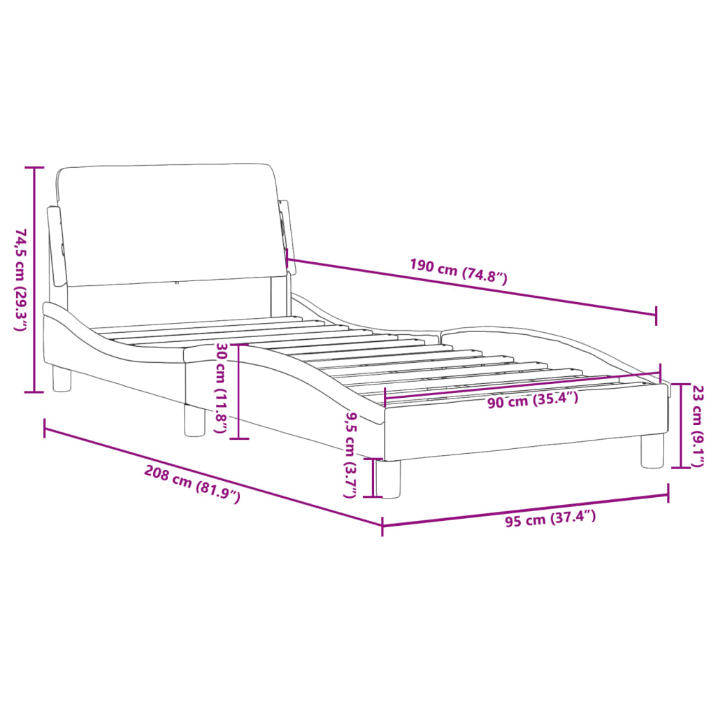 vidaXL Estructura cama con cabecero terciopelo verde oscuro 90x190 cm