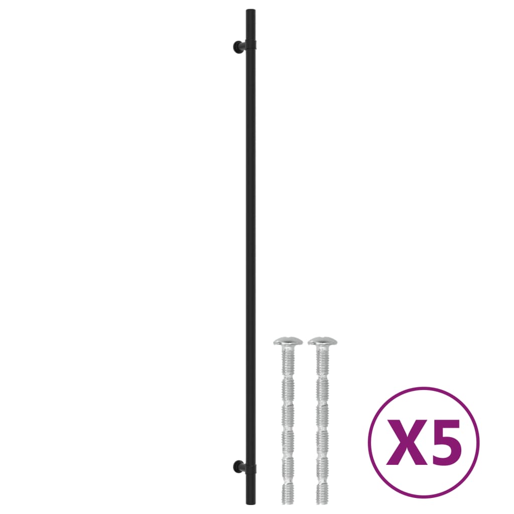 vidaXL Tiradores para armarios 5 uds acero inoxidable negro 480 mm