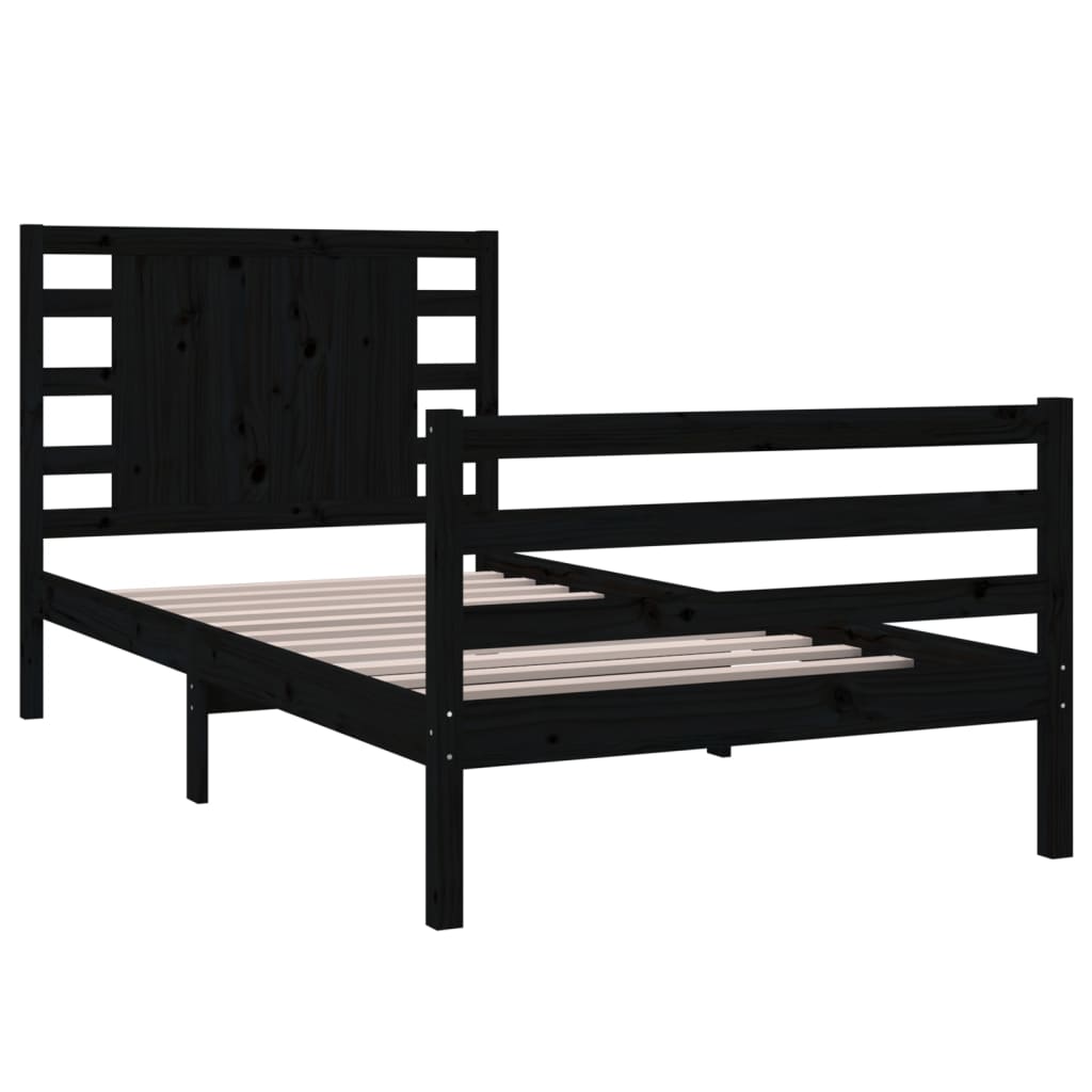 vidaXL Estructura de cama de madera maciza de pino negra 90x200 cm