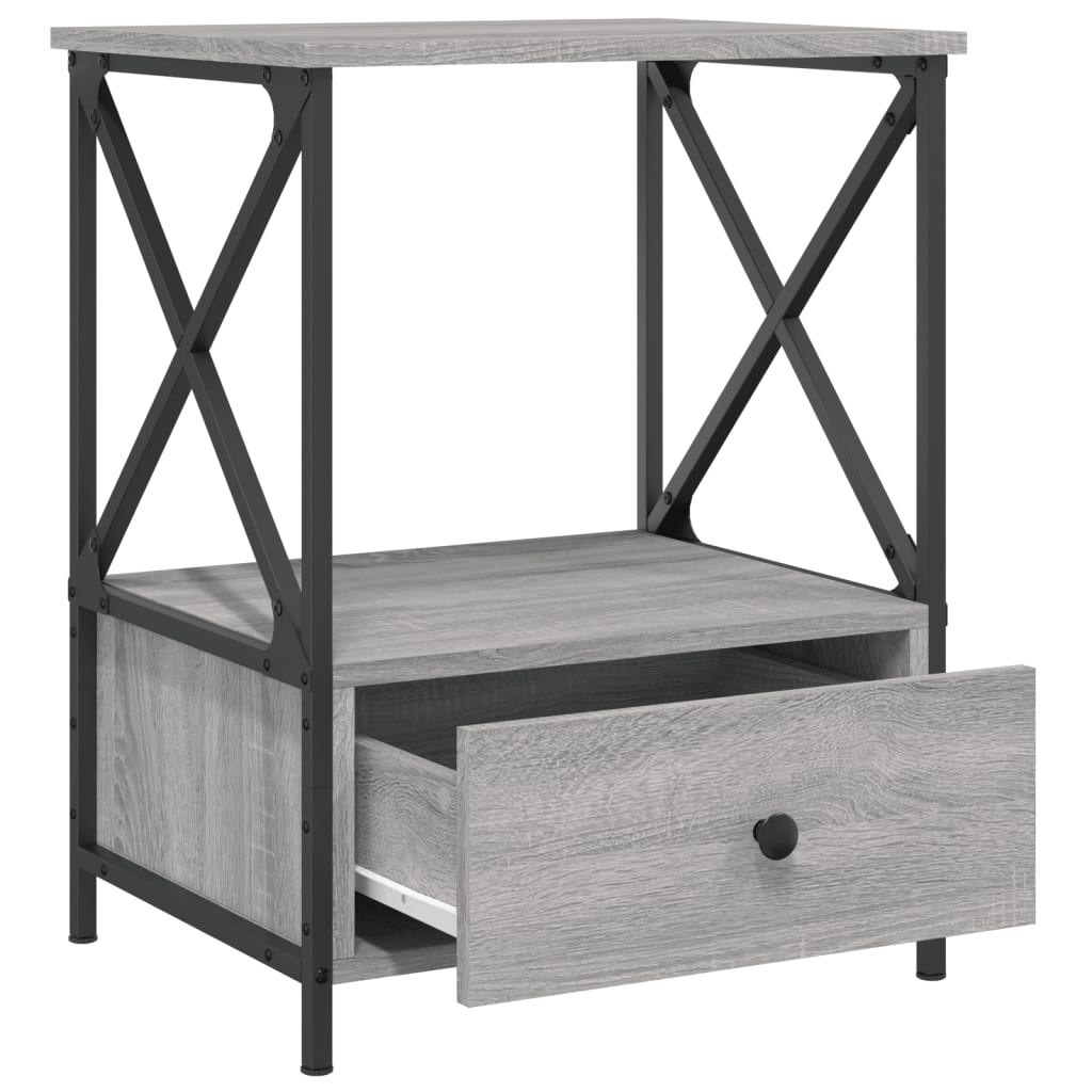 vidaXL Mesita de noche 2 uds madera ingeniería gris Sonoma 50x41x65 cm