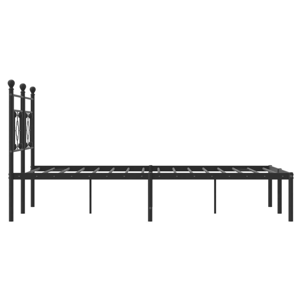 vidaXL Estructura cama sin colchón con cabecero metal negro 135x190 cm