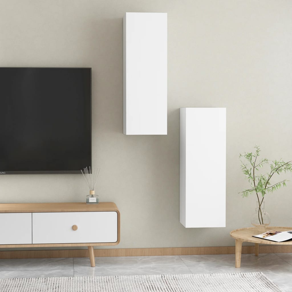 vidaXL Muebles para TV 2 uds madera contrachapada blanco 30,5x30x90 cm