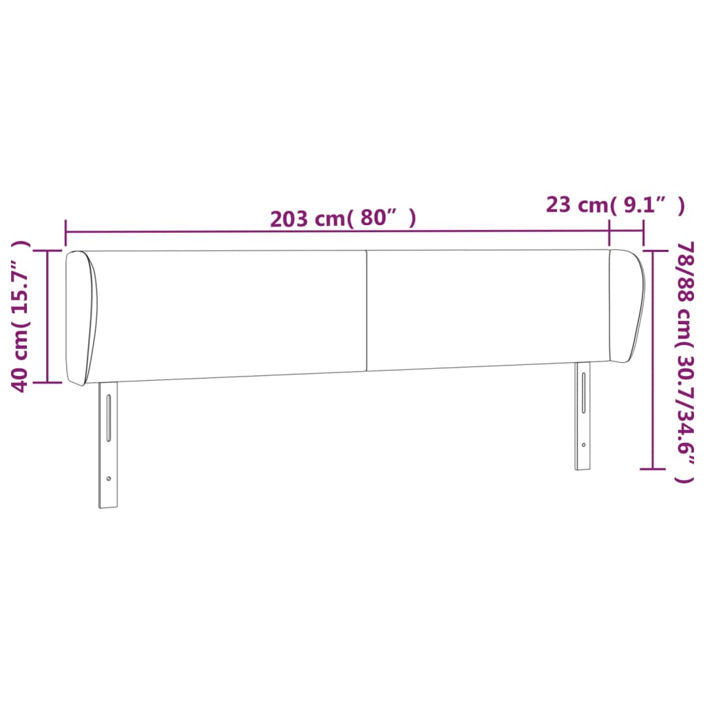 vidaXL Cabecero de tela azul 203x23x78/88 cm