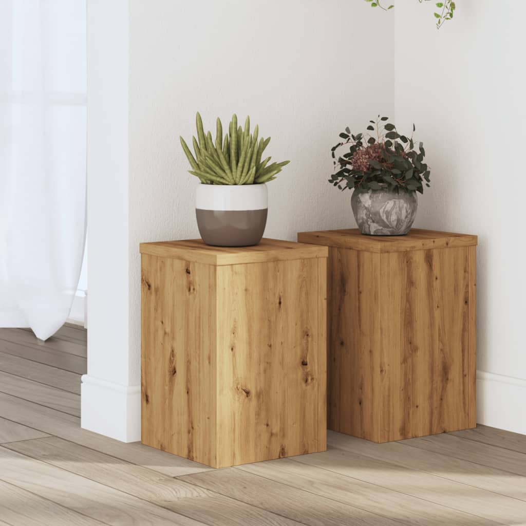 vidaXL Soportes de plantas 2 uds madera roble artisian 20x20x30 cm