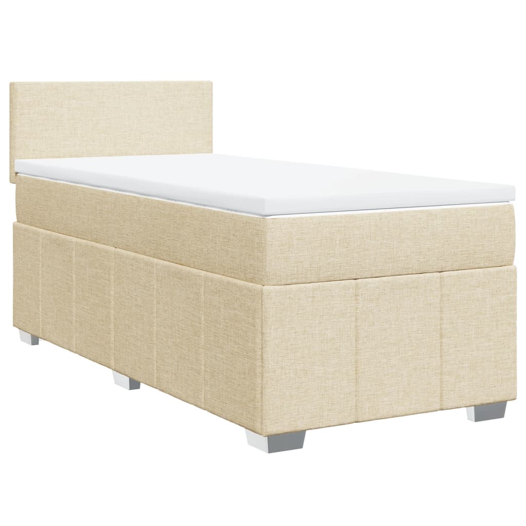 vidaXL Cama box spring con colchón tela color crema 80x200 cm