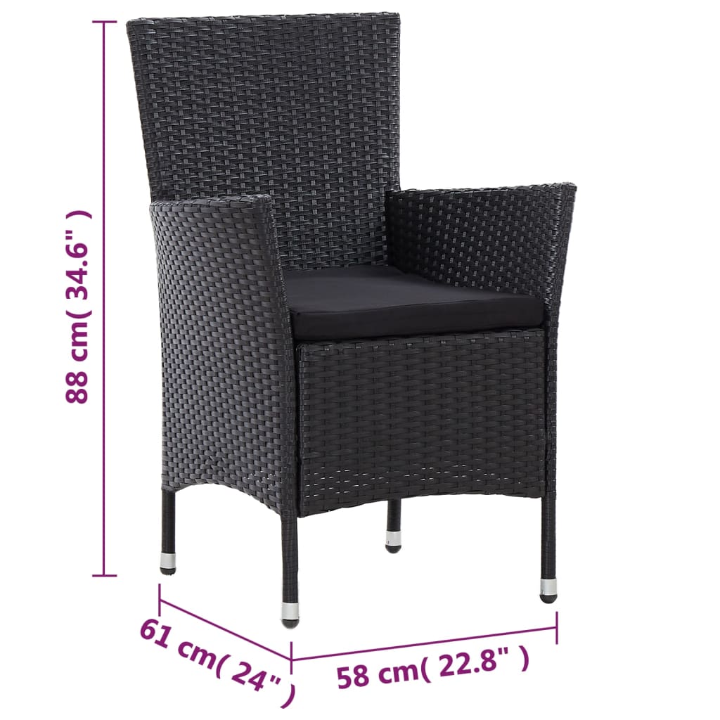 vidaXL Set comedor de jardín 7 piezas y cojines ratán sintético negro