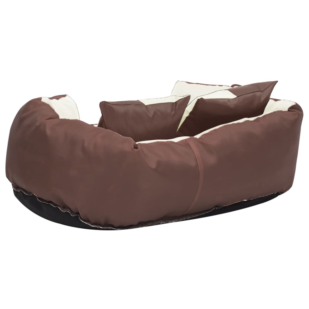 vidaXL Cojín para perro reversible y lavable marrón y crema 65x50x20cm