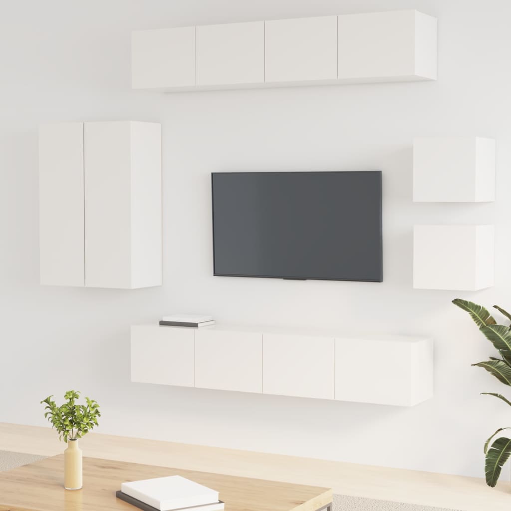 vidaXL Set de muebles de TV 8 pzas madera contrachapada blanco brillo