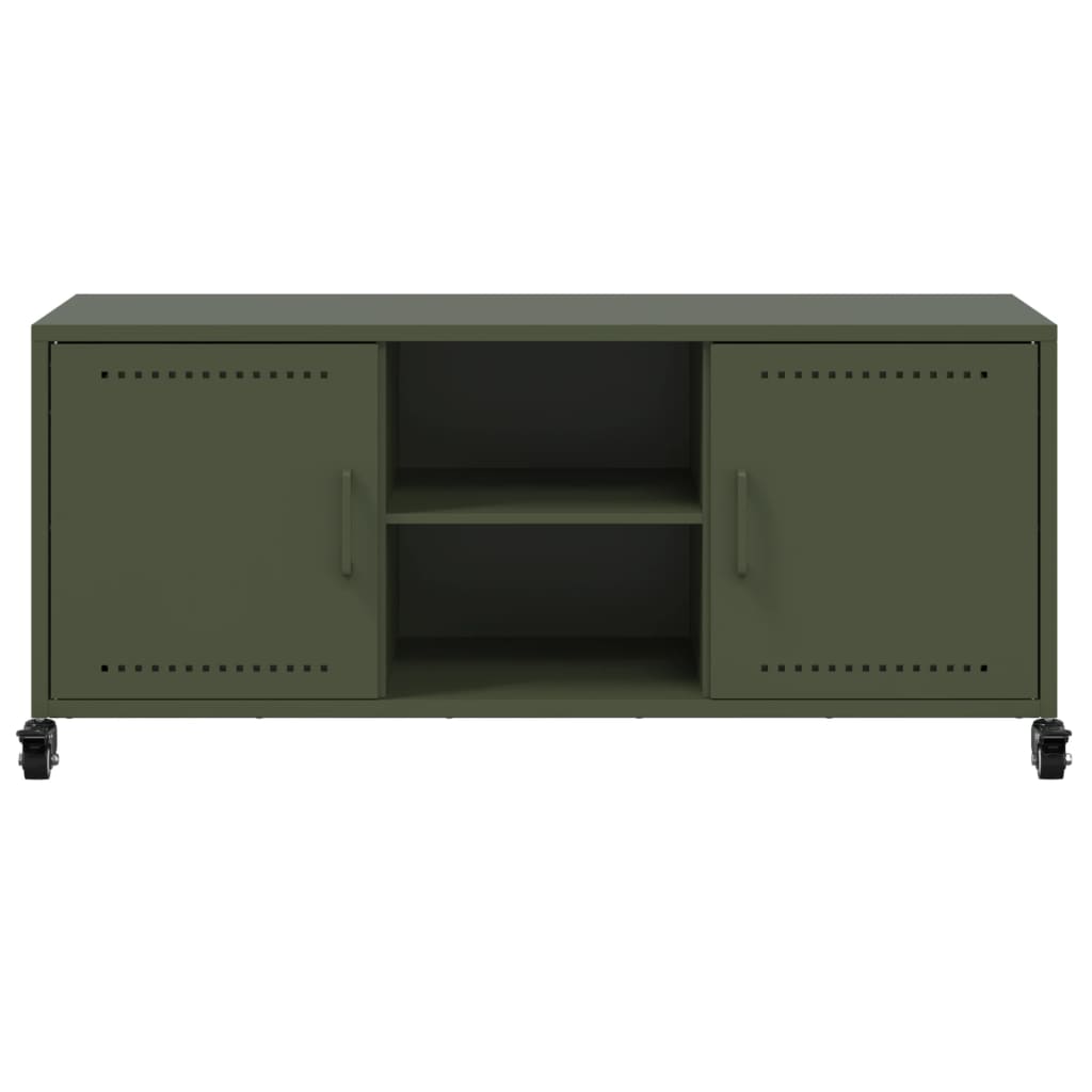 vidaXL Mueble de TV de acero verde oliva 100,5x39x43,5 cm