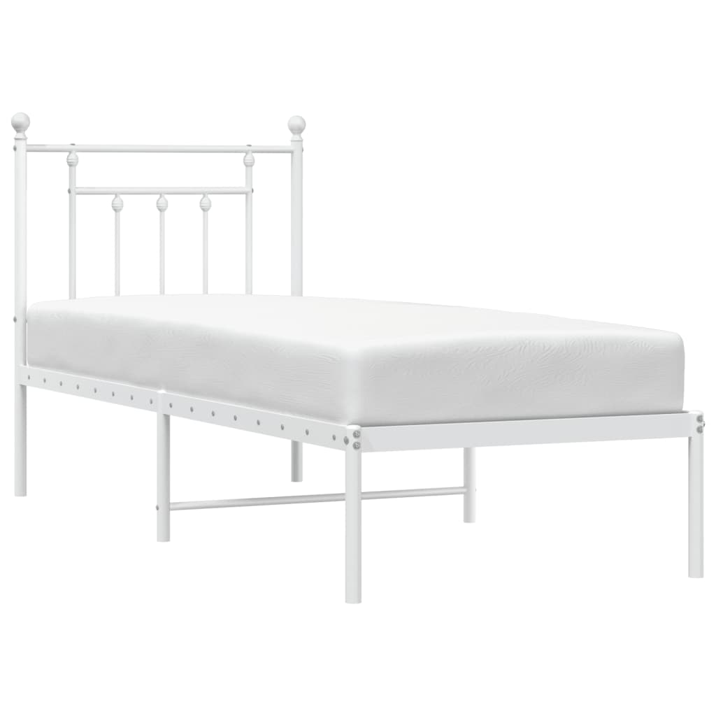 vidaXL Estructura cama sin colchón con cabecero metal blanco 75x190 cm