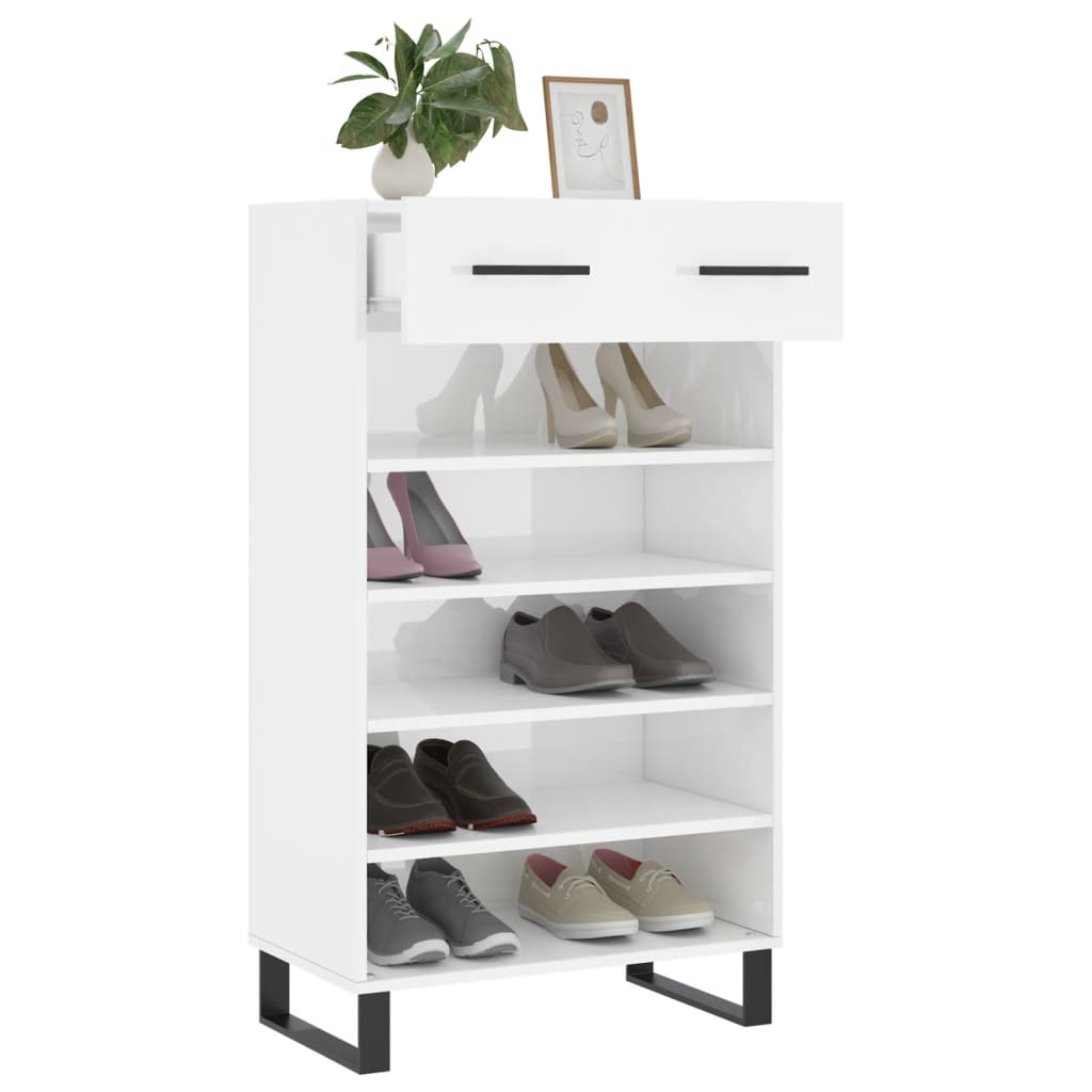 vidaXL Mueble zapatero madera contrachapada blanco brillo 60x35x105 cm