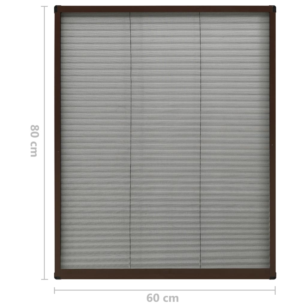 vidaXL Mosquitera plisada para ventanas aluminio marrón 60x80cm