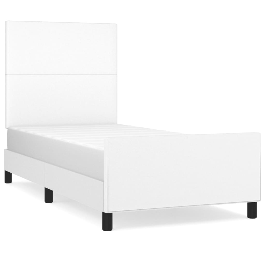 vidaXL Estructura de cama cabecero cuero sintético blanco 100x200 cm