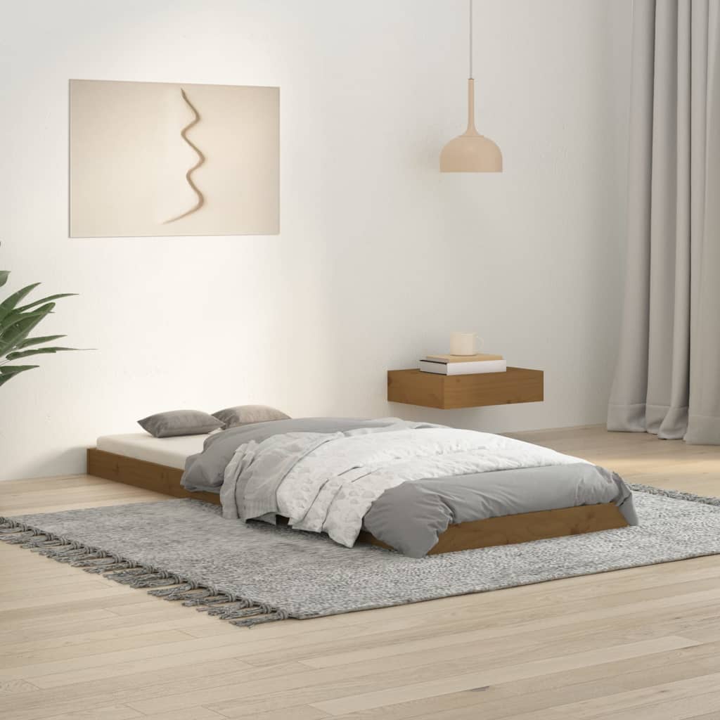 vidaXL Estructura de cama madera maciza pino marrón miel 75x190 cm