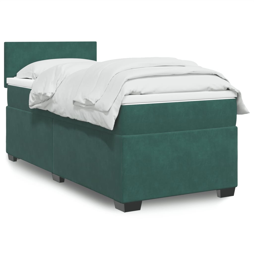 vidaXL Cama box spring con colchón terciopelo verde oscuro 80x200 cm